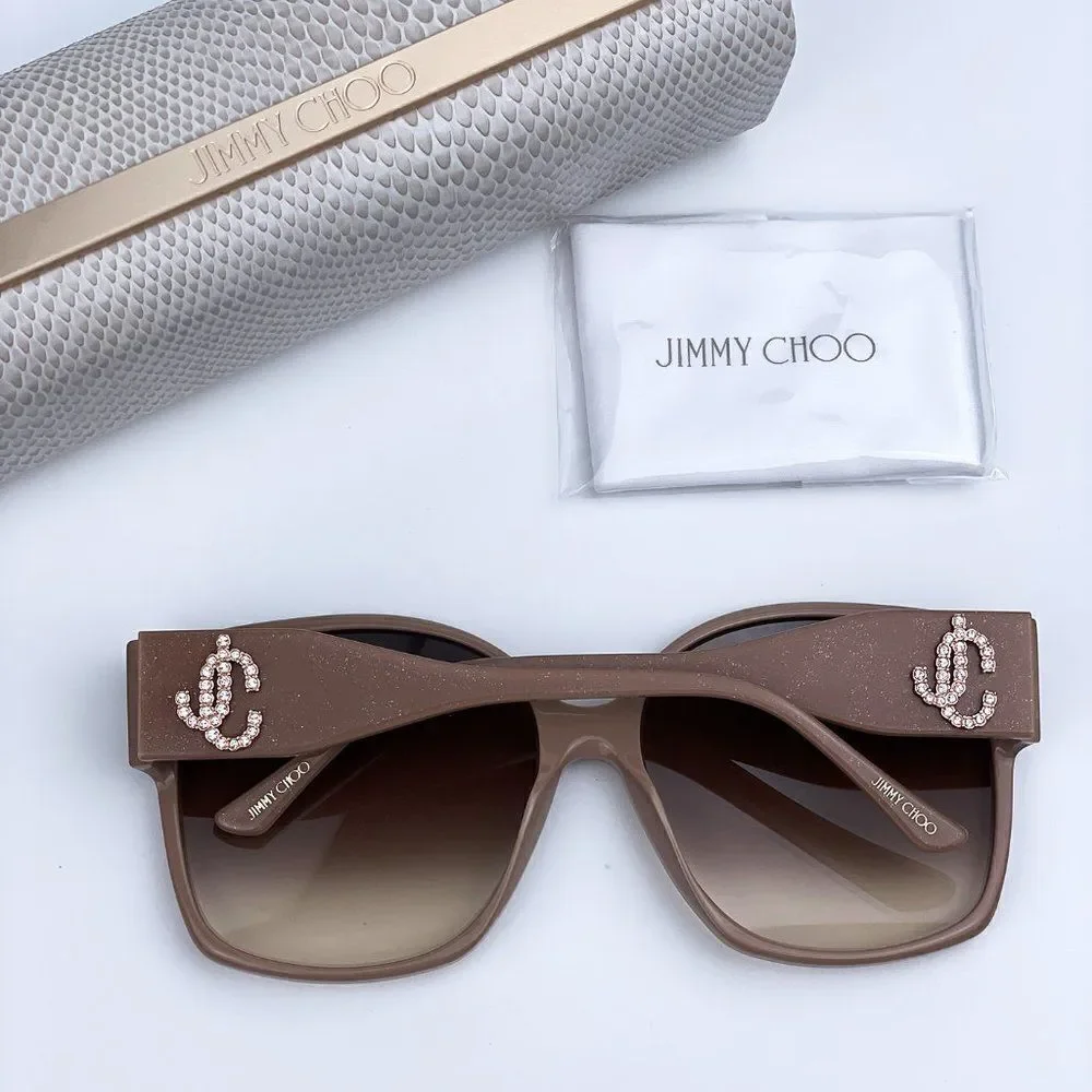 SALE! NEW Jimmy Choo Noemi/S KON HA Nude Glitter Gradient Square Women Sunglasse